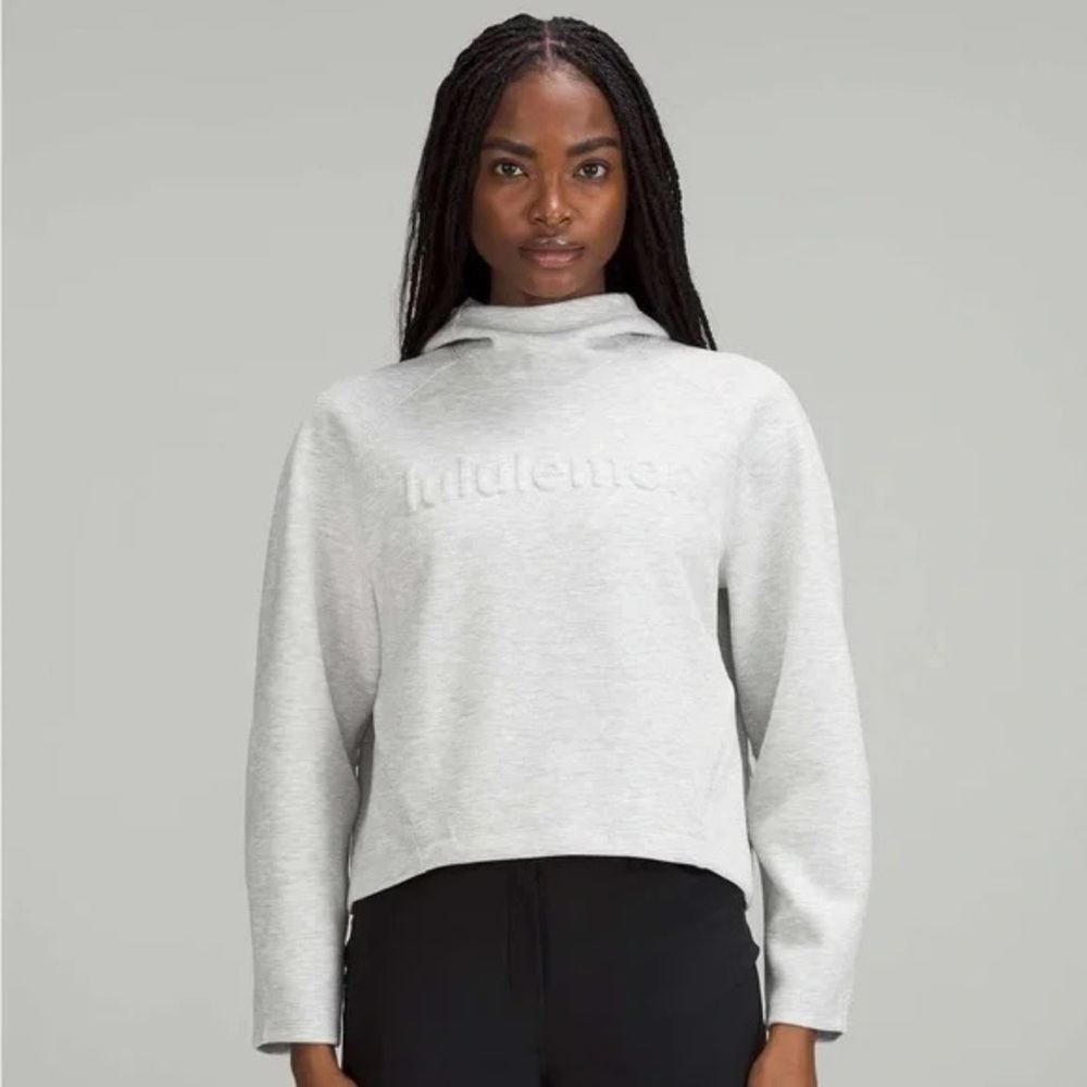 Lululemon AirWrap Hoodie Embossed Wordmark Size 4 Heather Core Ultra Light gray